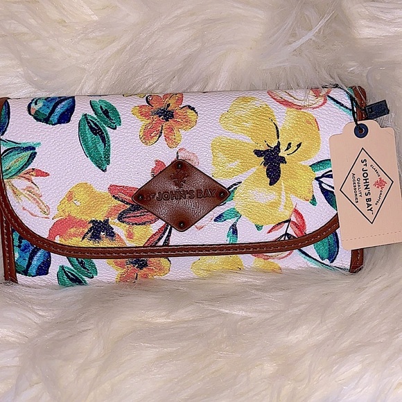 St. John's Bay Handbags - St John’s Bay Women’s Continental Citrus Floral Clutch Wallet with Snap and Zip.